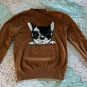 Forever 21 Women’s Cute Boston Terrier Dog Print Sweater Shirt Sz S Small